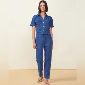 Monrow Indigo French Terry Jumpsuit